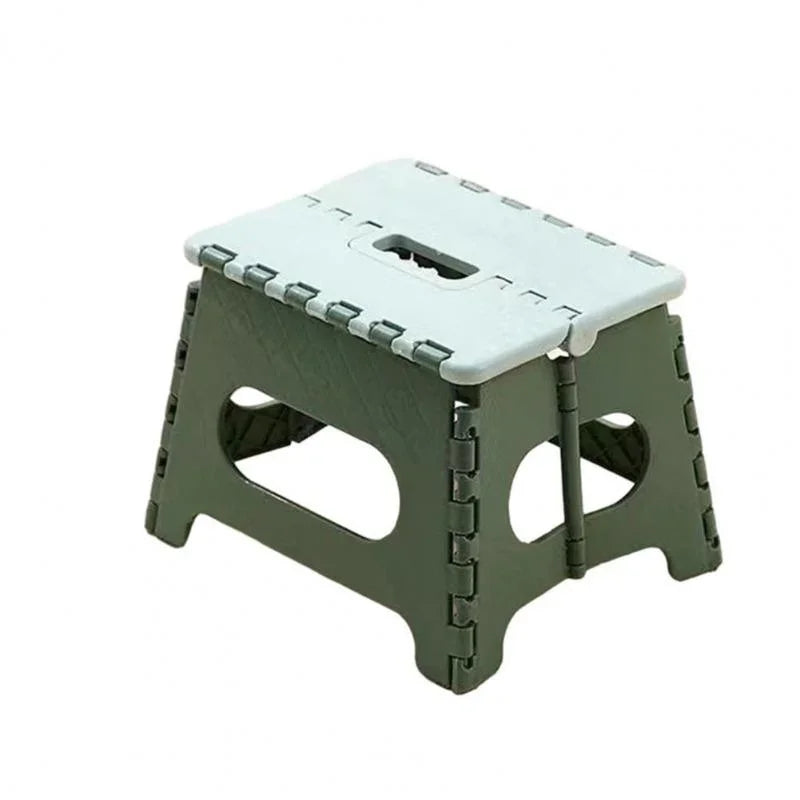 Foldable Plastic Step Stool Portable Camping Seat Heavy Duty Folding Chair Large – Green