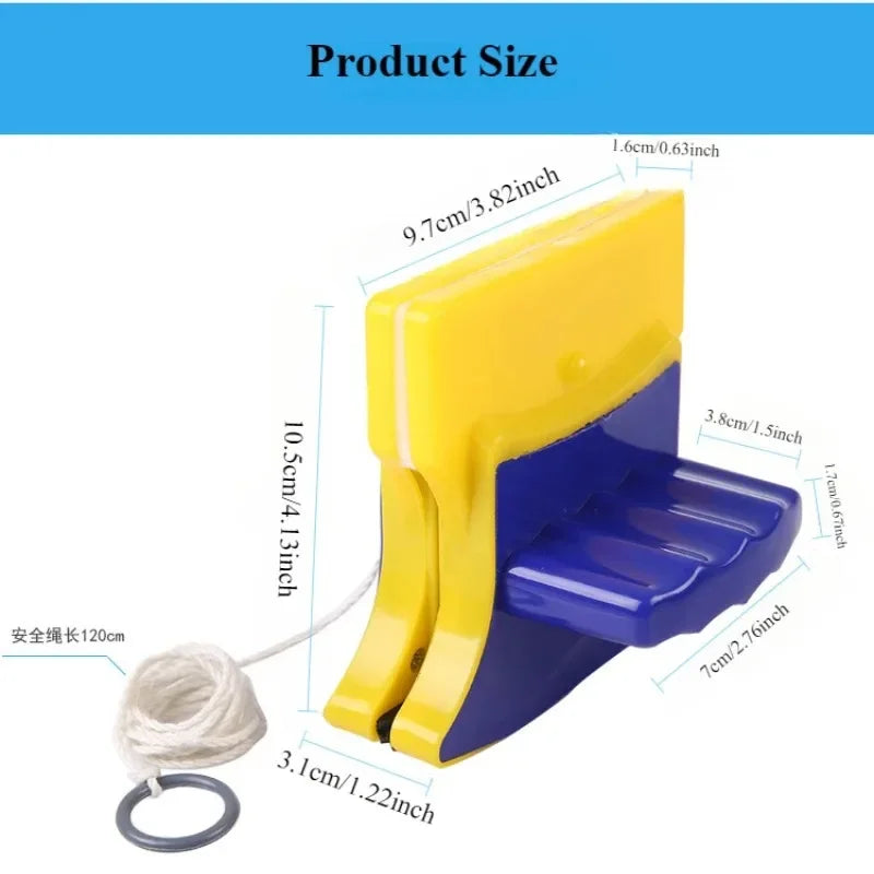 Magnetic Window Cleaner Double-Sided Glass Wiper with 1.2m Rope for 3–8mm Windows - 1 Pc