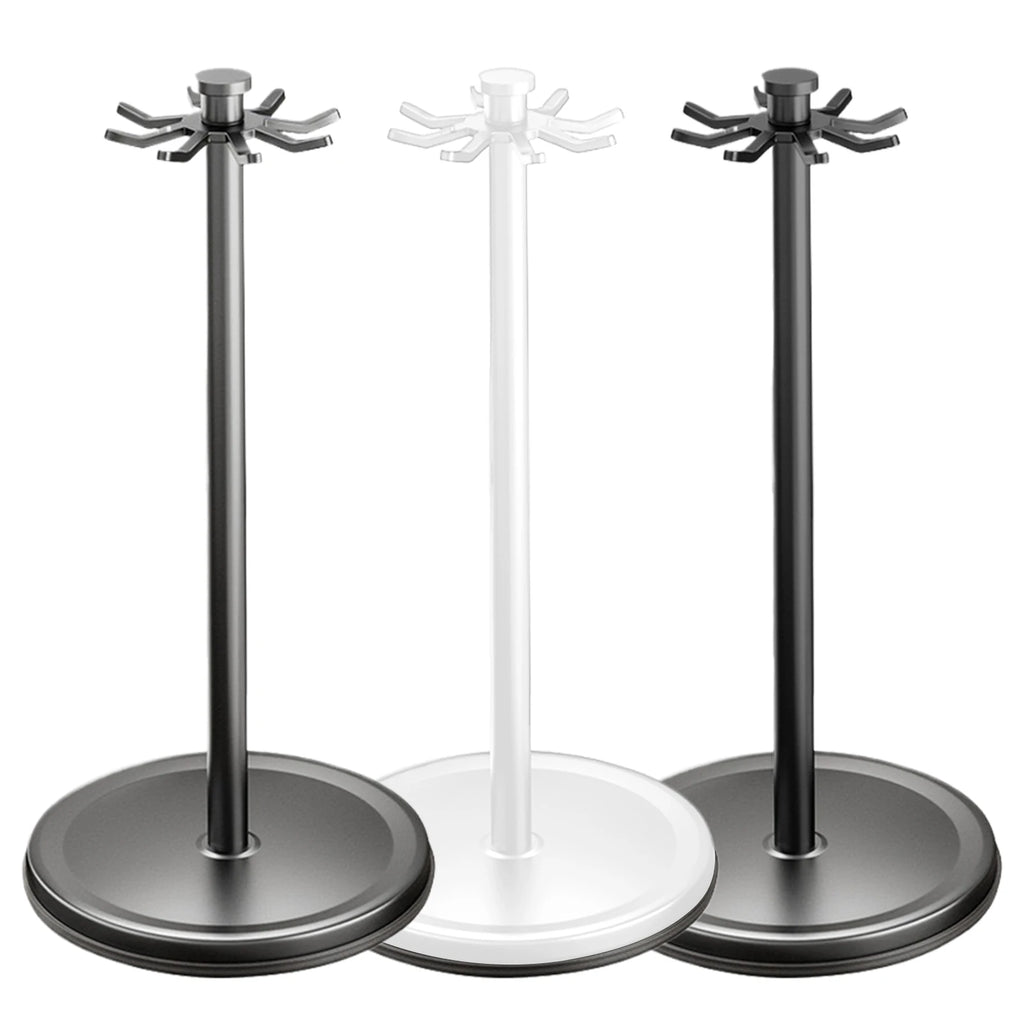 360° Rotating Kitchen Utensil Holder with 8 Hooks Countertop Cooking Tool Organizer Stand – Gray