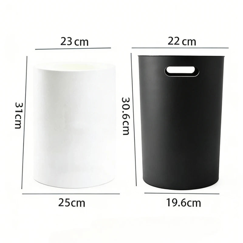 Plastic Trash Can 12L Matte Finish Waste Bin Double Layer Storage Bucket White