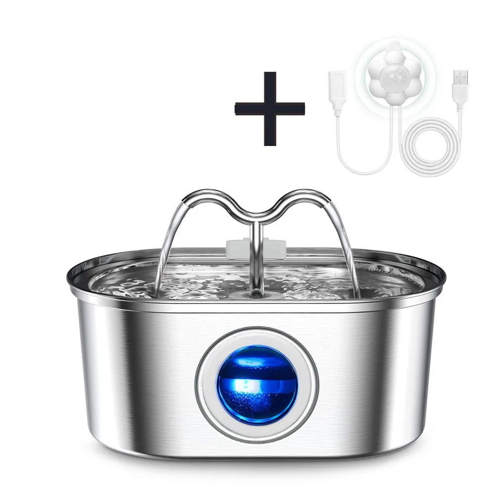 Cat Drinking Fountain 3.2L Stainless Steel Automatic Water Dispenser with Filtered Flow for Daily Hydration
