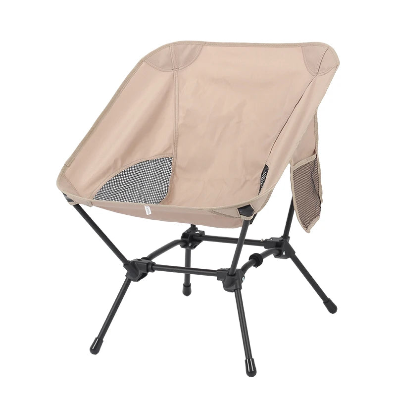Camping Folding Chair Portable Lightweight Moon Chair Square Frame Iron Stool Khaki
