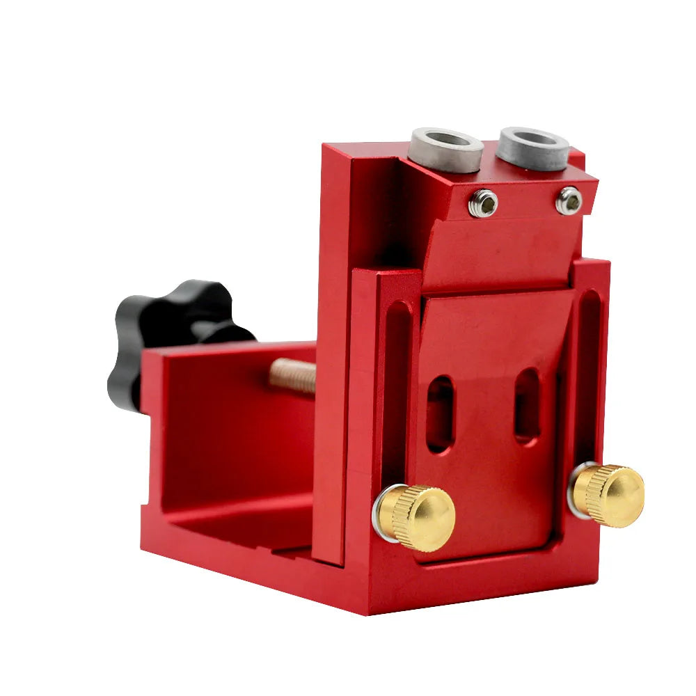 Pocket Hole Jig Kit with Drill Guide Step Drill Bit Screws and Wooden Plugs for Woodworking Red