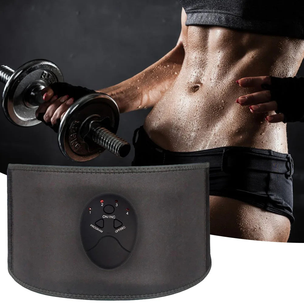 Waist Trainer Rechargeable USB Abdominal Exerciser Electric Vibration Fitness Belt - Black