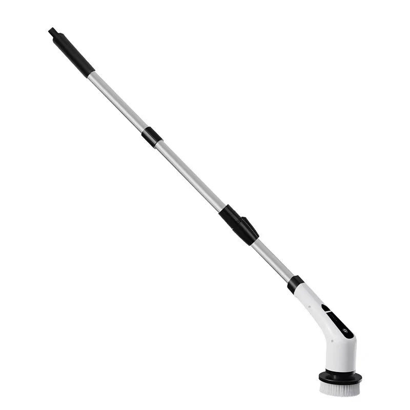 Electric Cleaning Brush Wireless Rotary Scrubber with 8 Replaceable Heads White