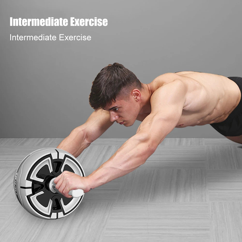 Abdominal Rebound Roller Anti Slip Core Strength Trainer Detachable Single Wheel Fitness Tool - Gray