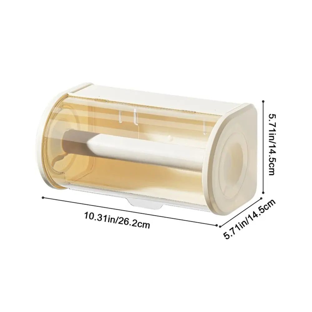 Wall Mounted Toilet Paper Holder Dustproof Waterproof Tissue Box with Lid Large Capacity Roll Paper Storage – White