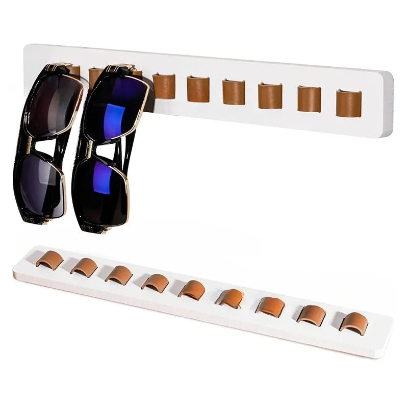 Wall Mounted Wooden Eyeglass Storage Rack Sunglasses Display Organiser Holder – White