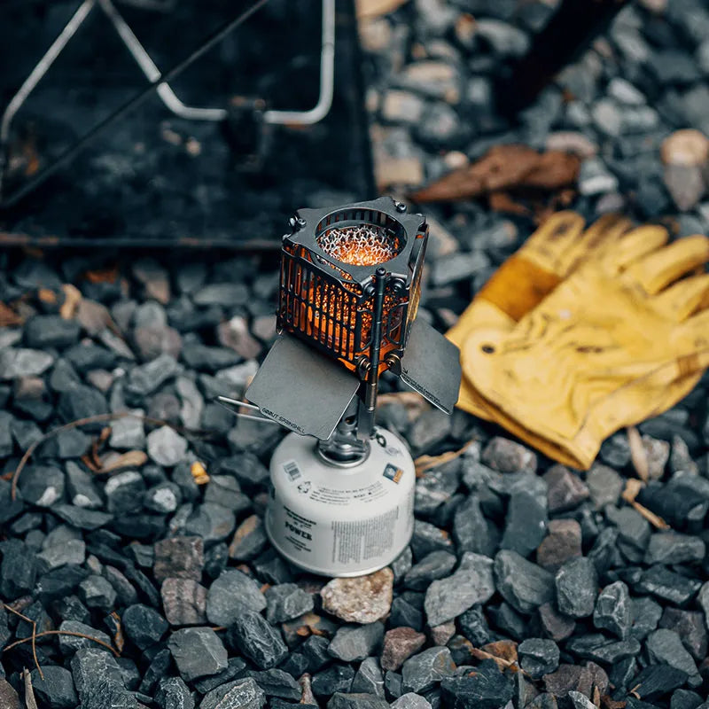 Camping Gas Stove Portable Stainless Steel Outdoor Cooking Stove - Silver