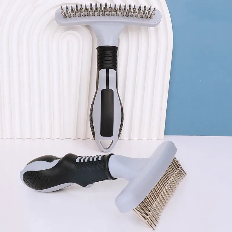 Pet Grooming Comb Stainless Steel Teeth Detangling Hair Knot Remover Massage Brush for Dogs and Cats