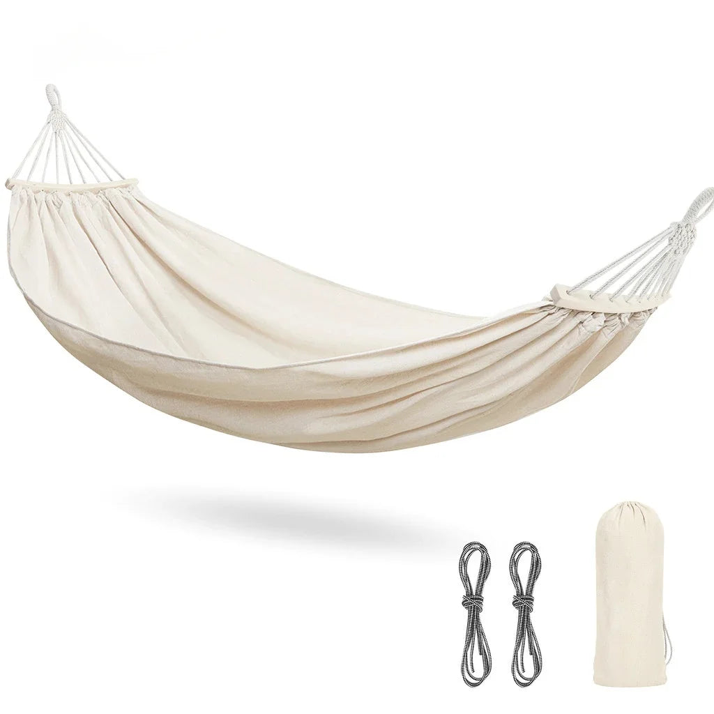 Hammock Chair Portable Canvas Hanging Swing Bed Durable Fabric Outdoor Hammock - Beige