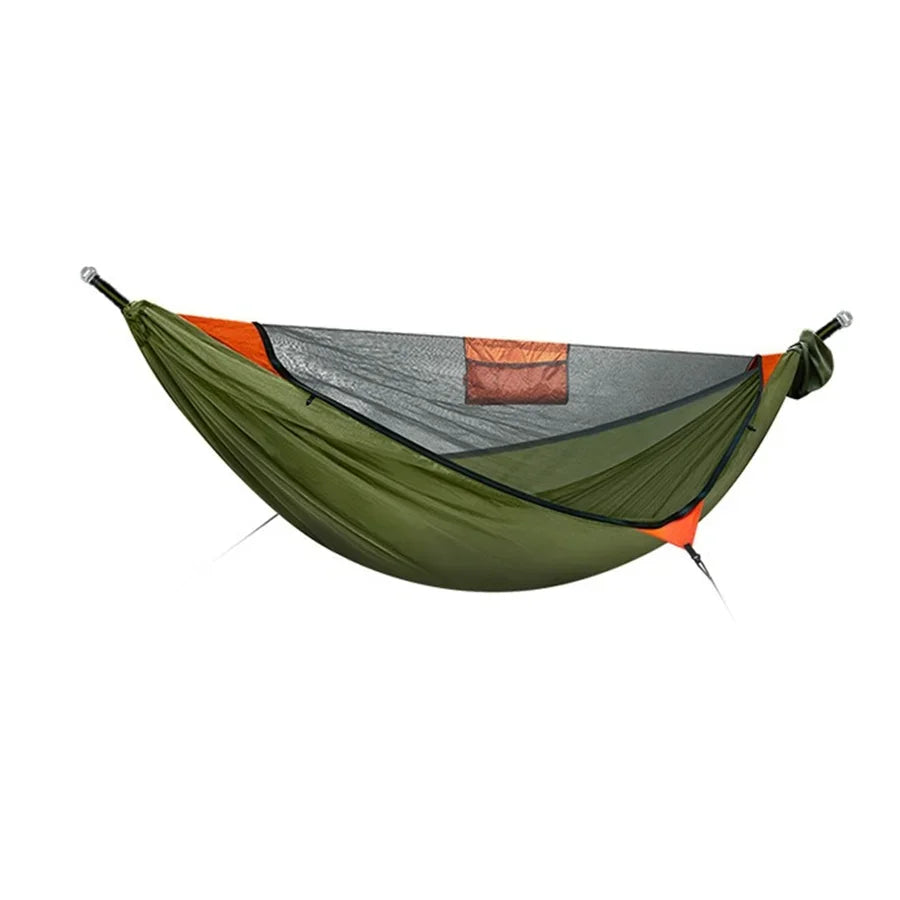 Camping Hammock with Mosquito Net Portable Quick Open Hanging Bed - Orange