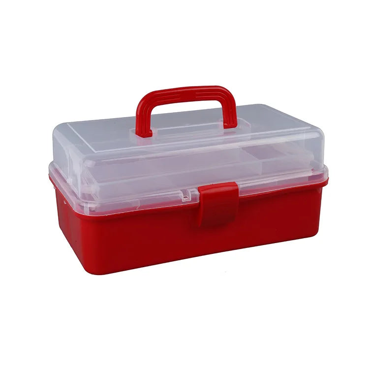 Storage Box 30.5cm 3 Layer Foldable Waterproof Craft and Sewing Organiser Case - Red