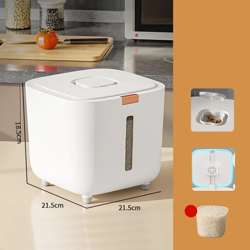 Rice Storage Container 21.5 cm Food Grade Dry Food Dispenser with Sealed Lid