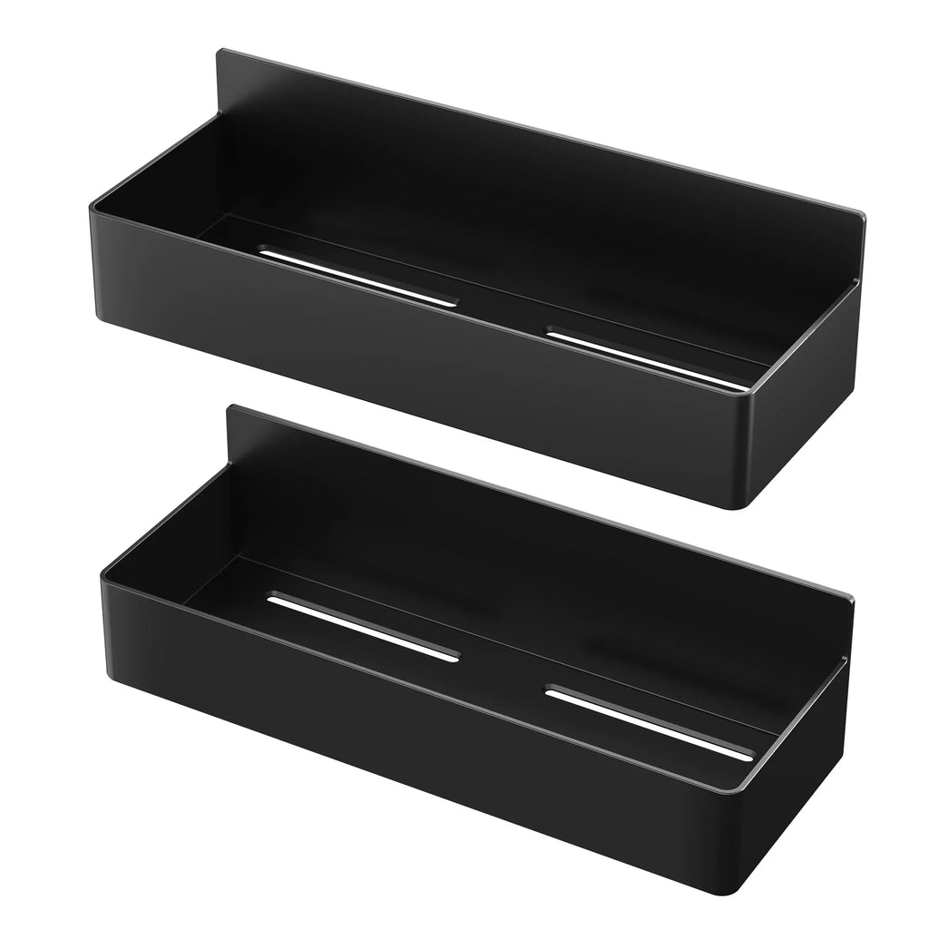 2-Tier Magnetic Refrigerator Storage Shelves Plastic Spice Organizer Rack – Black