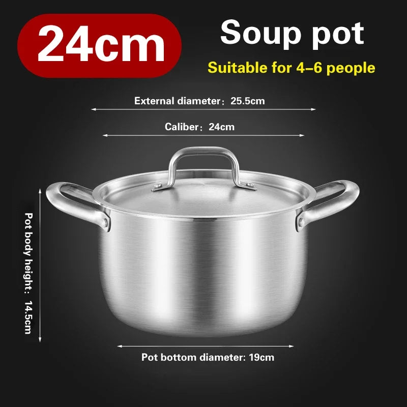 Soup Pot 24cm 316 Stainless Steel Deep Stock Cooking Pot with Lid