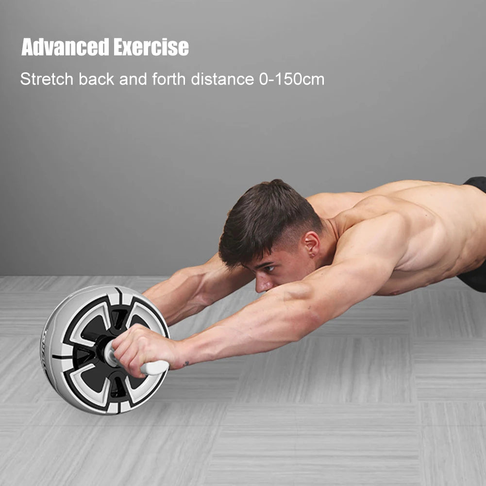 Abdominal Rebound Roller Anti Slip Core Strength Trainer Detachable Single Wheel Fitness Tool - Gray