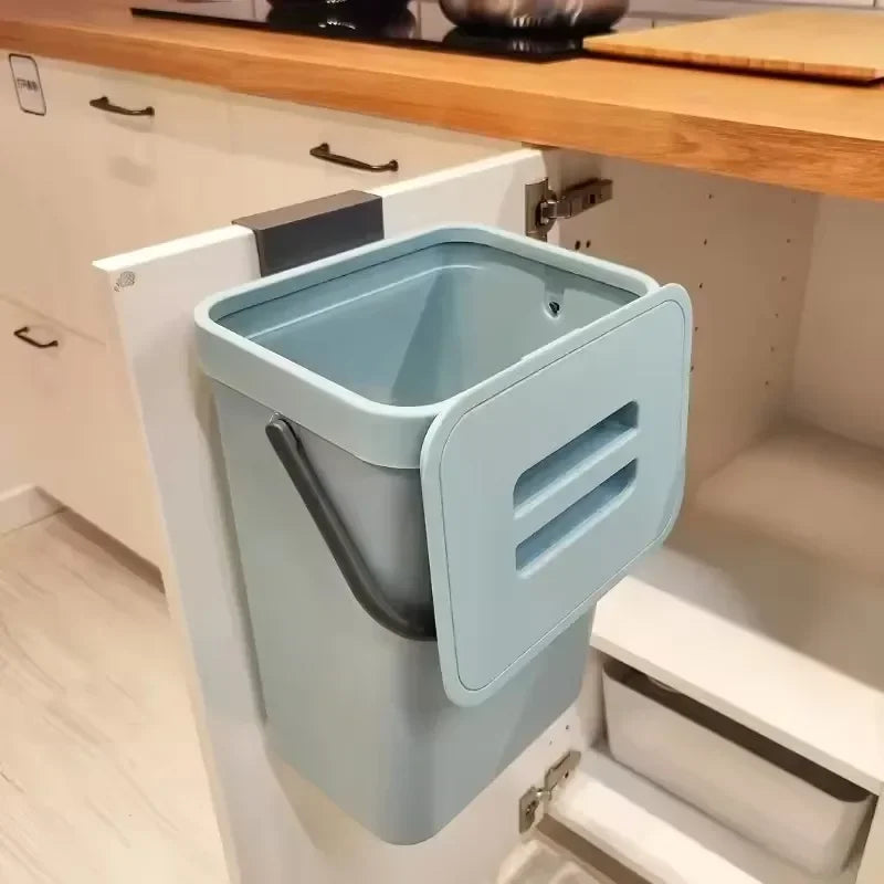Hanging Rubbish Bin 3L Wall Mounted No-Drill Foldable Kitchen Waste Bin - White