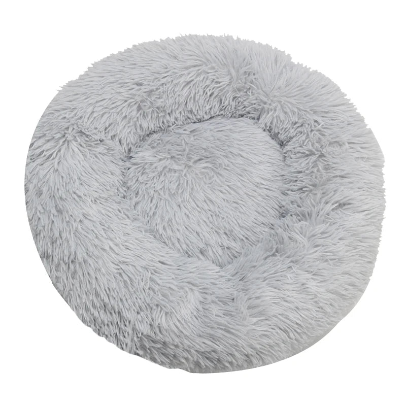 Portable Plush Round Pet Bed Washable Pet Sofa Bed - Grey
