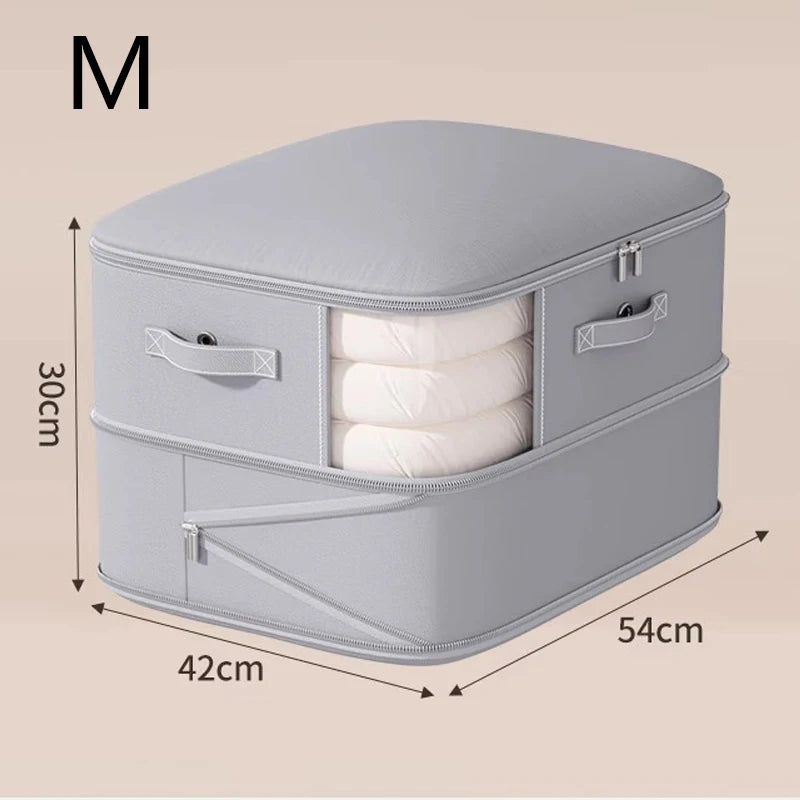 Quilt Storage Bag Large Capacity Foldable Clothing Organiser with Zipper - Grey