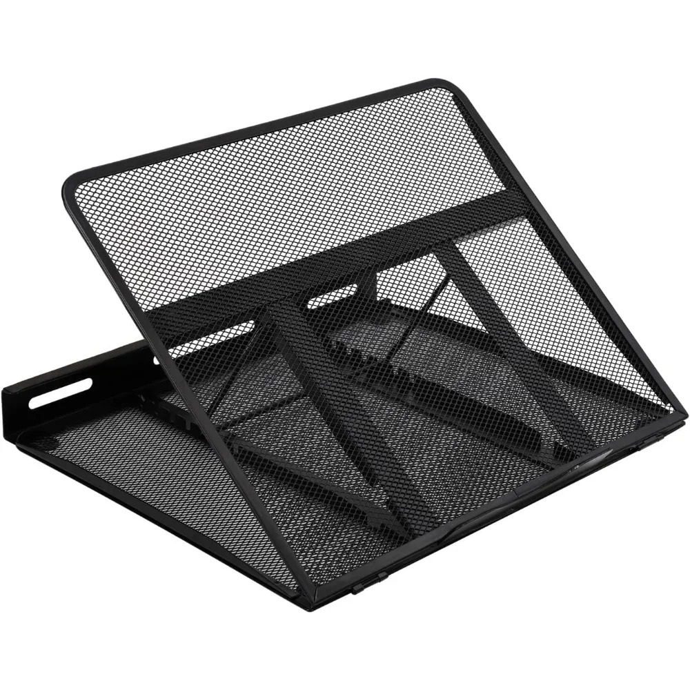 Adjustable Metal Mesh Laptop Stand Foldable Ergonomic Notebook Riser 10 to 17.3 Inch – Black