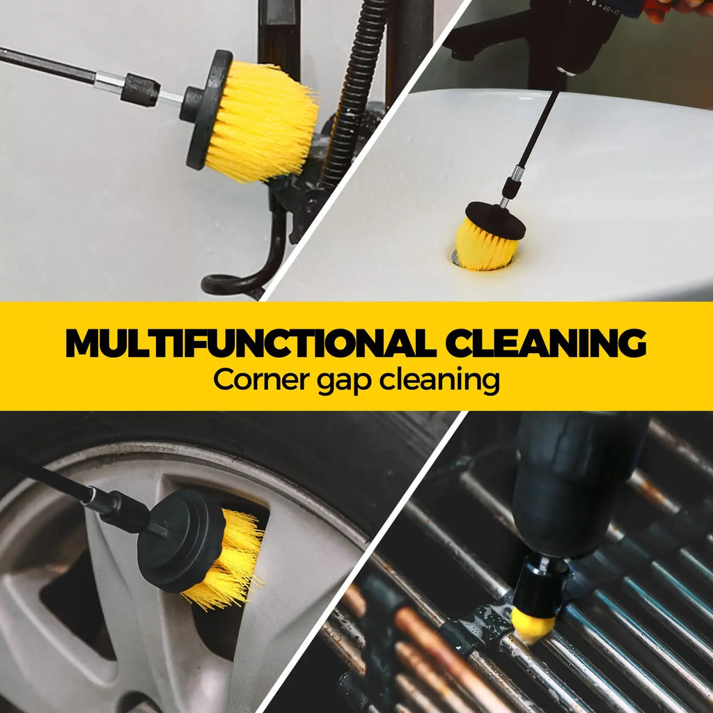 Drill Brush Attachment Set 15pcs Power Scrubber Cleaning Kit with Extension Rod - 15 Pcs