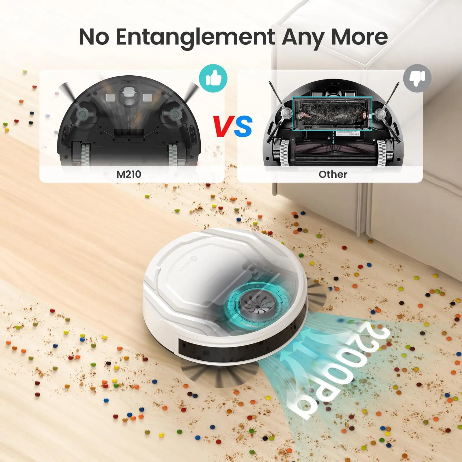 Robot Vacuum Cleaner 2200Pa Smart Navigation WiFi App Control Self-Charging – White
