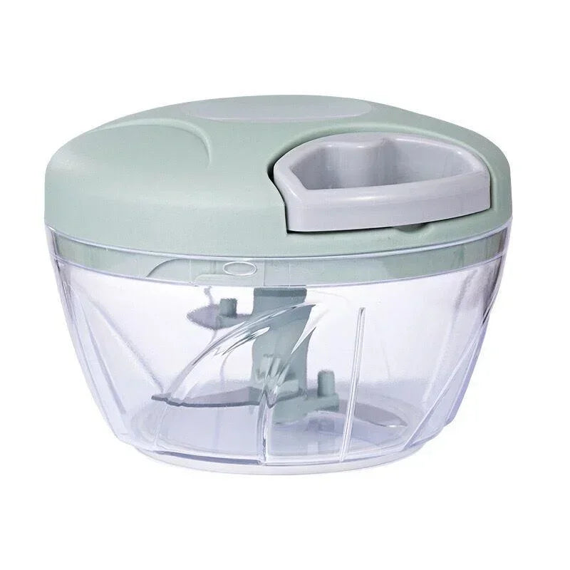 Manual Food Chopper 500mL Hand Pull Garlic Vegetable Onion Meat Mincer with Stainless Steel Blades – Green