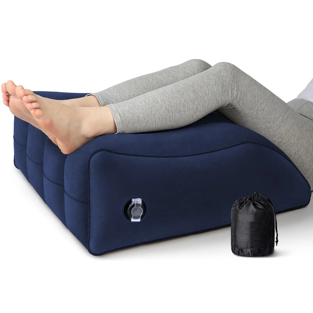 Inflatable Leg Elevation Pillow Ergonomic Wedge Support Cushion for Post-Recovery Comfort – Grey
