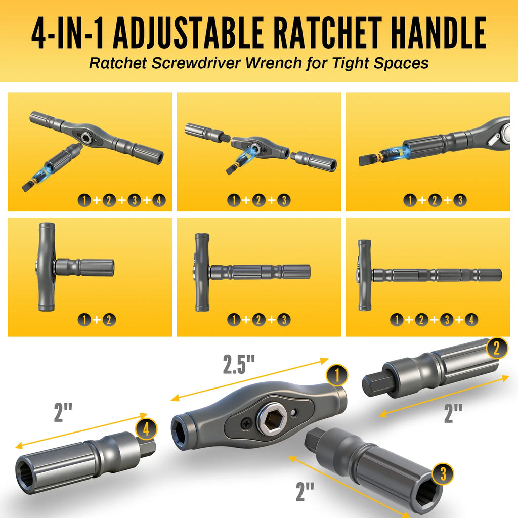 Ratchet Screwdriver Set 46 Piece Multi Function Magnetic Bit & Nut Driver Kit with Storage Case