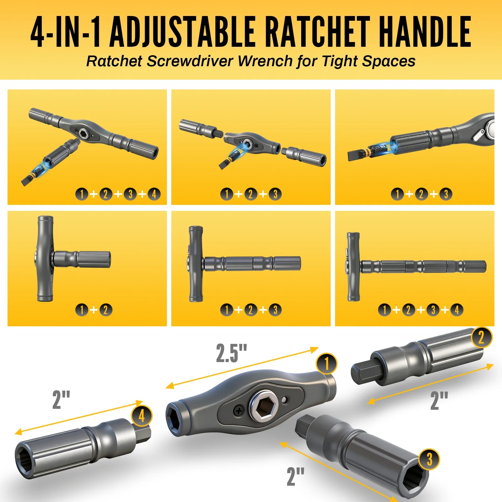 Ratchet Screwdriver Set 46 Piece Multi Function Magnetic Bit & Nut Driver Kit with Storage Case