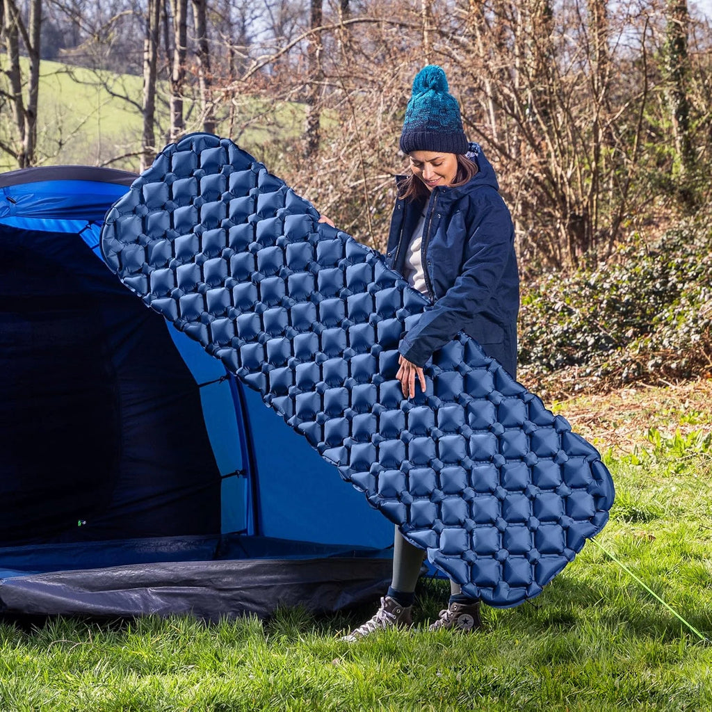 Camping Sleeping Pad Inflatable Mattress Ultralight TPU Nylon Travel Mat 190x60cm - Army Green