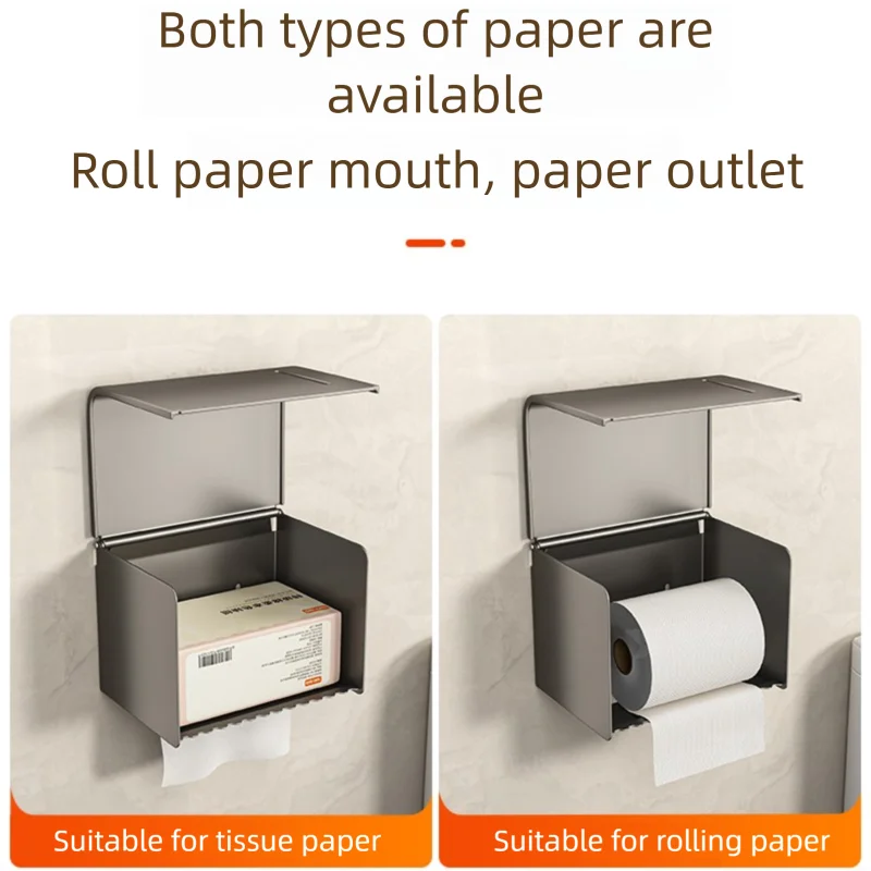 Large Waterproof Wall Mounted Toilet Paper Holder with Storage Shelf Aluminium Alloy Tissue Box – Silver