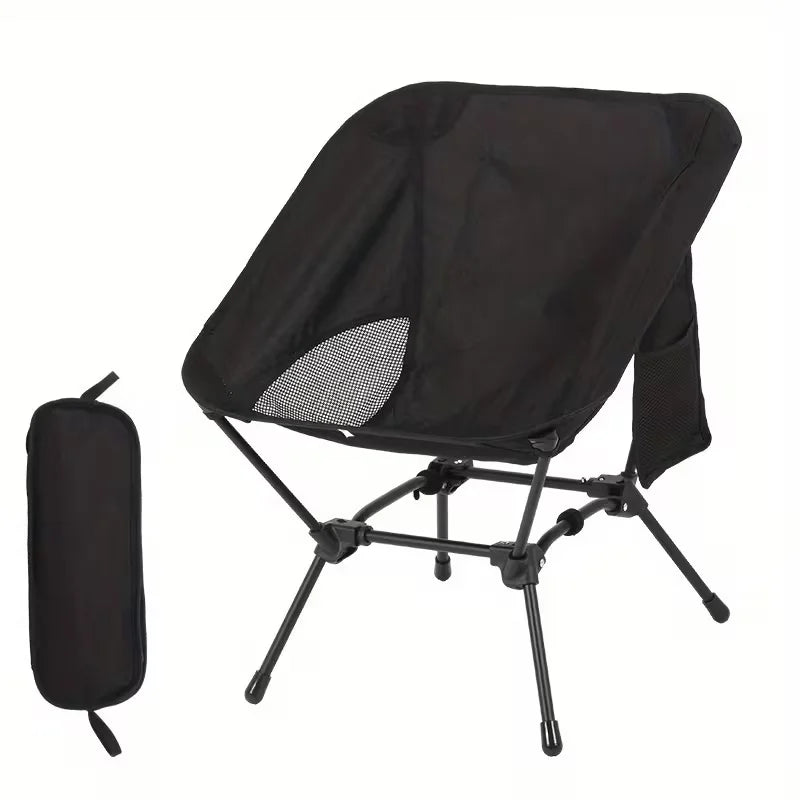 Outdoor Folding Chair Portable Beach Camping Seat with Carry Bag - Black