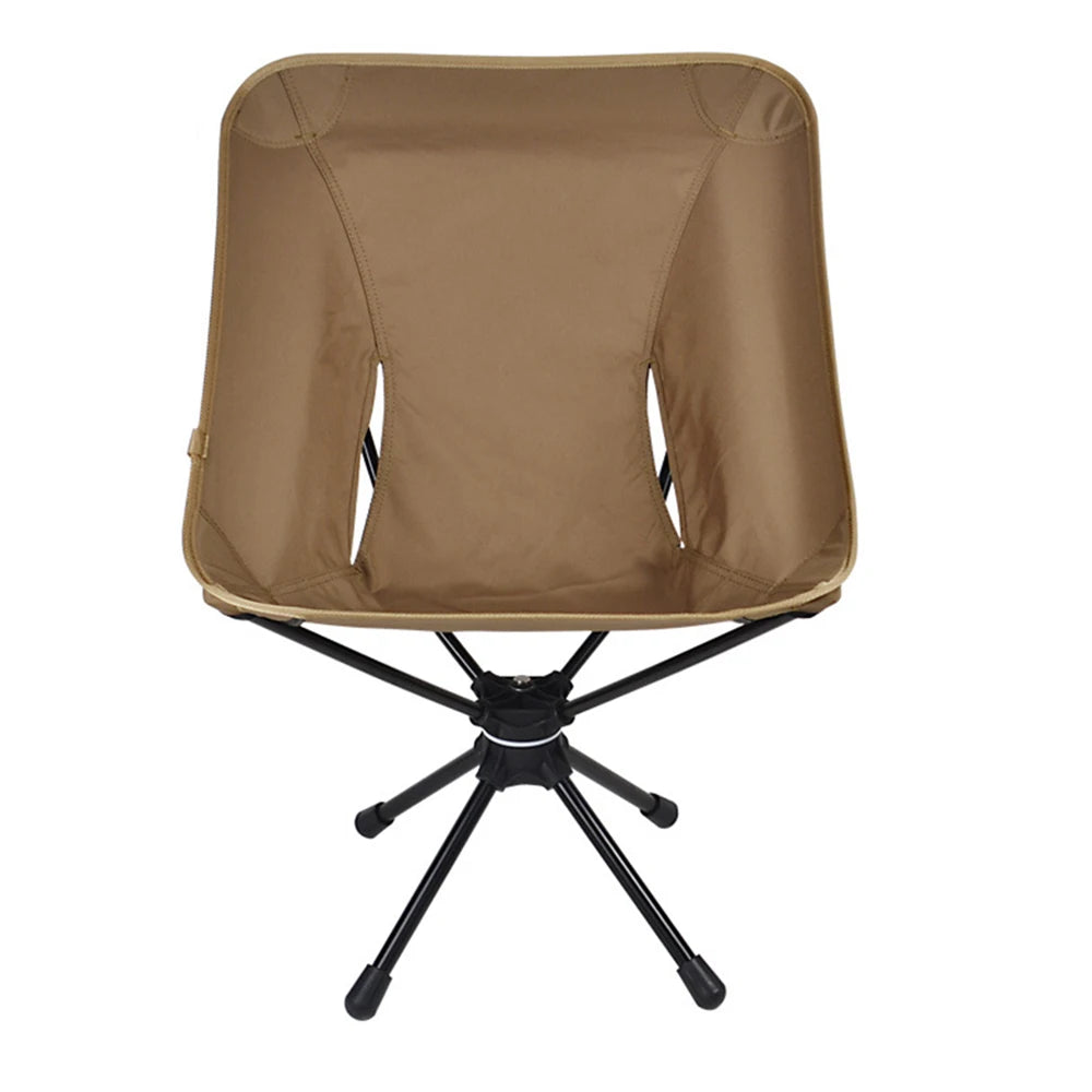 Camping Folding Chair Portable Swivel Seat Lightweight Outdoor Chair with Carry Bag Brown