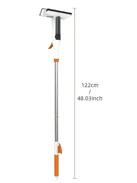 Window Cleaning Tool Double-Sided Squeegee with Spray Function and Aluminum Handle  - White