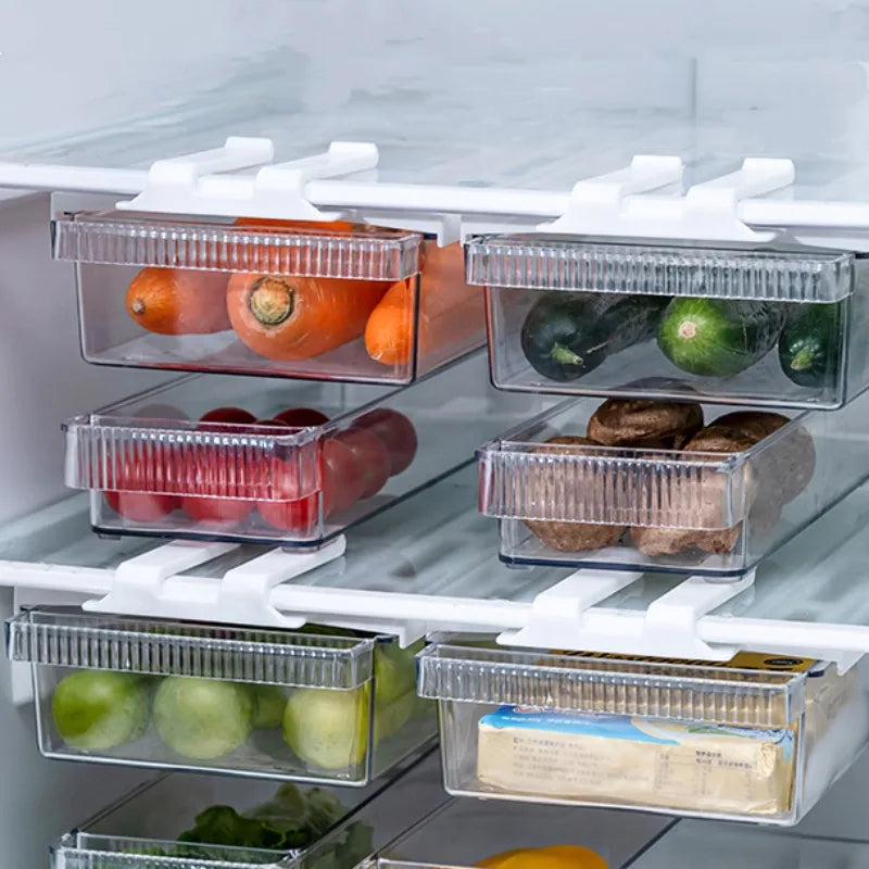 Large Pull-Out Refrigerator Organizer Drawer Clear Fridge Storage Bin