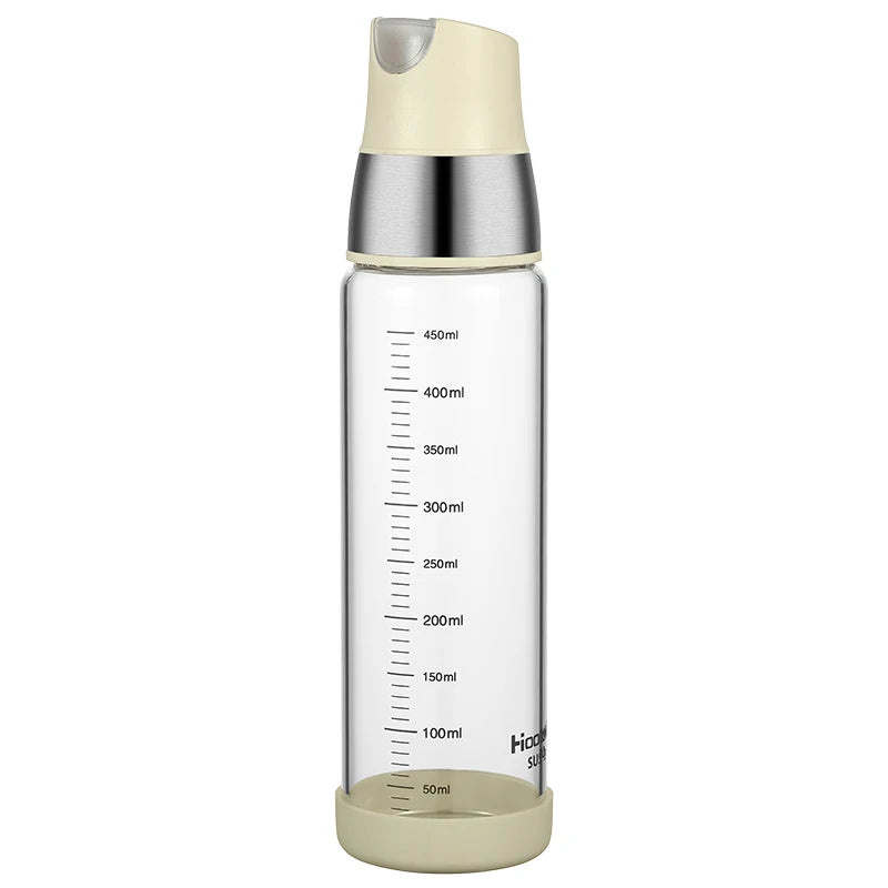 Oil Dispenser Bottle Heat Resistant Glass Automatic Pouring Leak Resistant 500mL Kitchen Jar - White