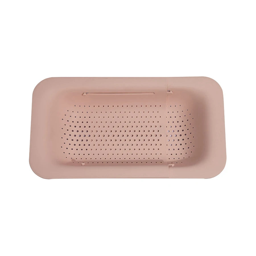 Extendable Over the Sink Colander Strainer Basket for Washing Fruits & Vegetables – Pink