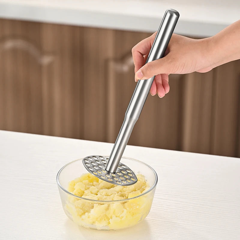 304 Stainless Steel Potato Masher Heavy Duty Vegetable and Fruit Masher Kitchen Food Crusher – Large