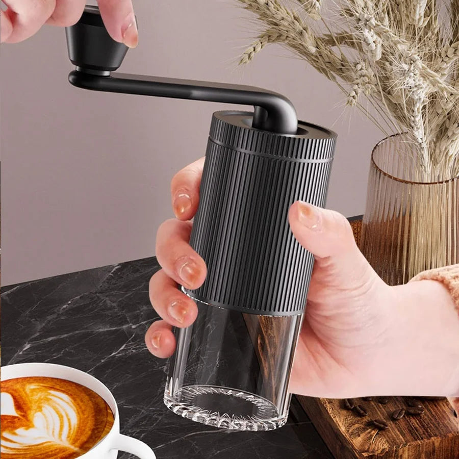 Manual Coffee Grinder Adjustable Ceramic Burr Hand Crank Coffee Bean Mill Portable White