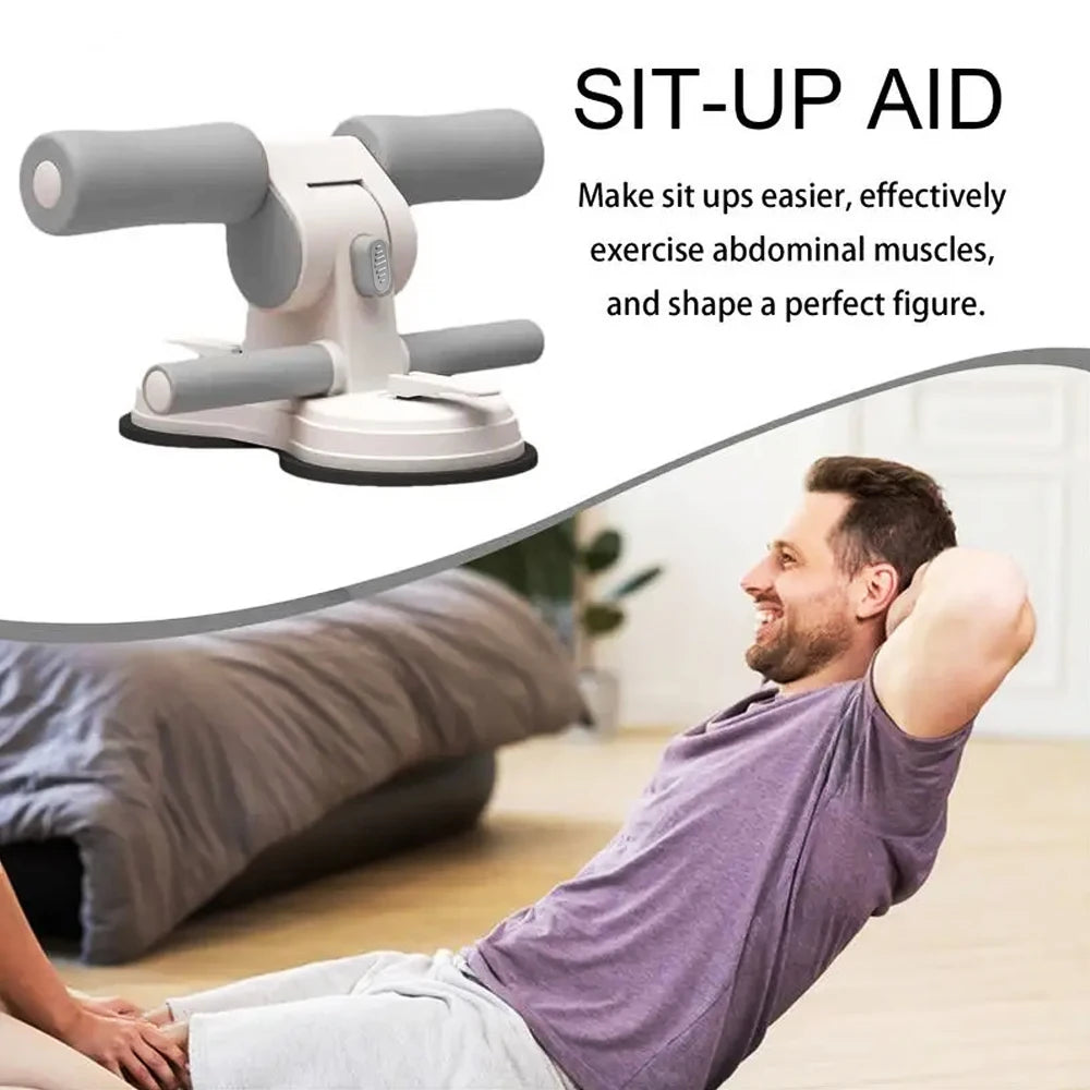 Sit Up Bar Portable Adjustable Suction Cup Abdominal Trainer Foot Holder Device - Grey