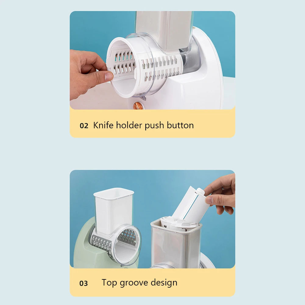 Electric Vegetable Slicer 3 in 1 Rechargeable Grater Cutter 29cm - White