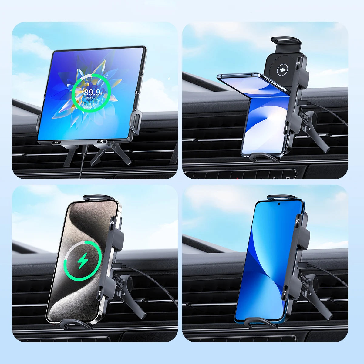 Phone Holder 15W Fast Charging Auto Clamping 360° Rotating Air Vent Mount