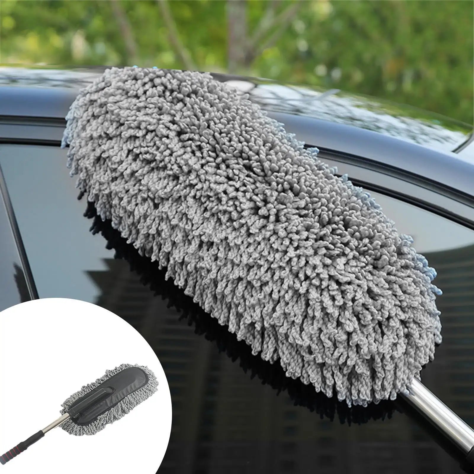 Car Duster 90cm Retractable Microfibre Dust Removal Brush Extendable Cleaning Tool - Blue
