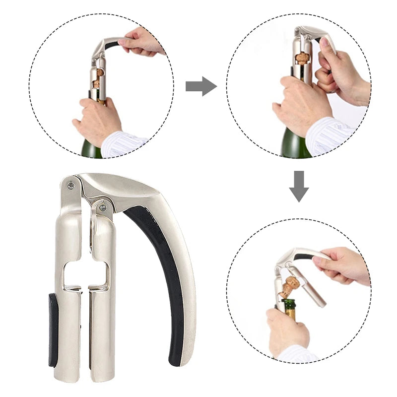 Wine Bottle Opener 140mm Lever Action Aluminium Alloy Cork Puller Ergonomic Handle Champagne Bottle Opener