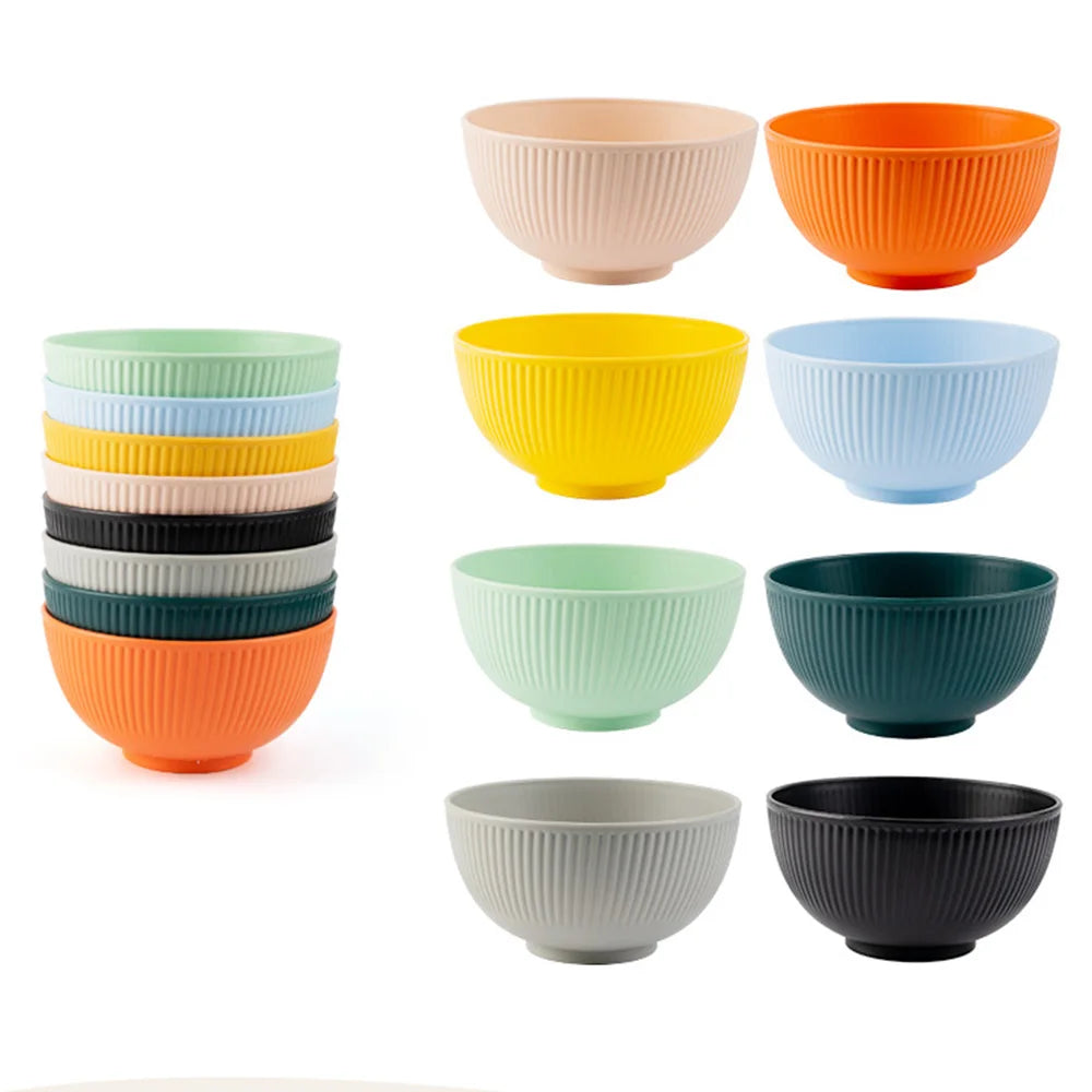 4 Piece Wheat Straw Bowl Set Shatter Resistant Reusable Serving Bowls for Home and Dining – Orange