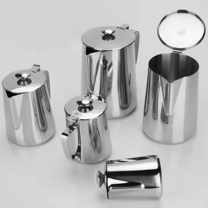 Stainless Steel Milk Frothing Pitcher 1500ml with Lid Long Spout Coffee Pouring Kettle