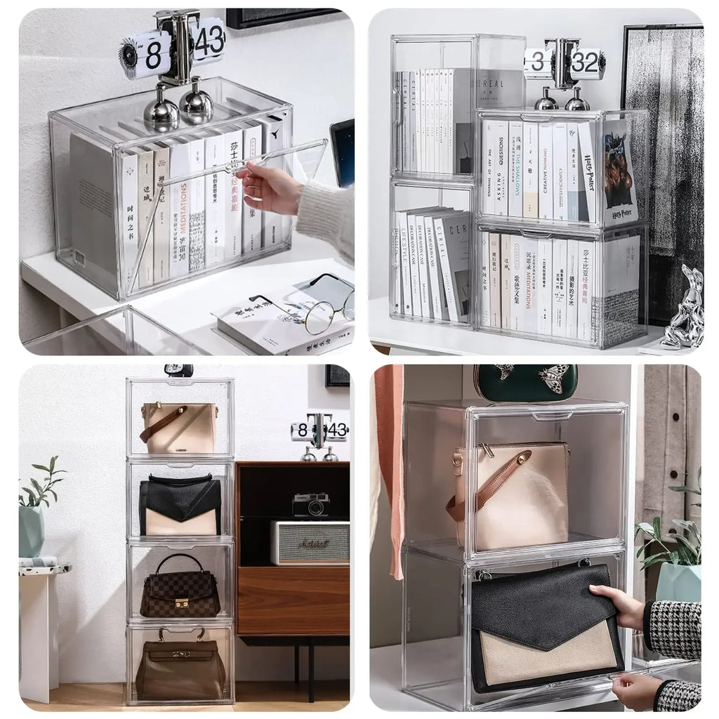Acrylic Storage Display Box – Large Capacity Clear Organizer with Door - Medium