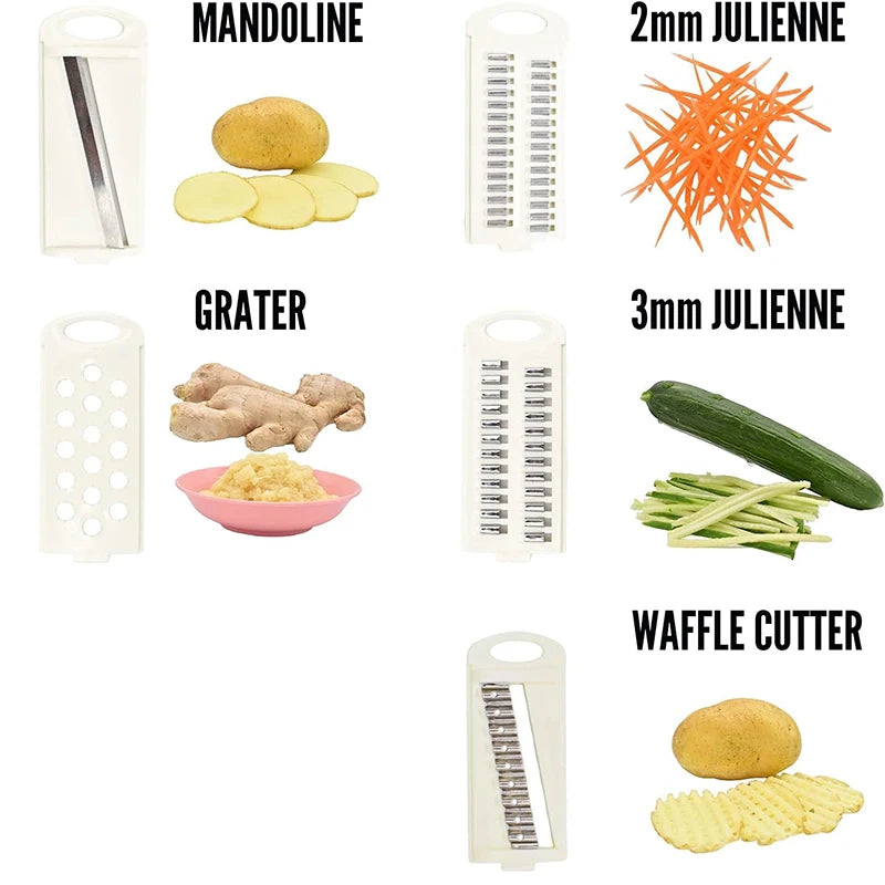 5-in-1 Vegetable Fruit Slicer Multifunctional Grater Shredder Chopper – Blue